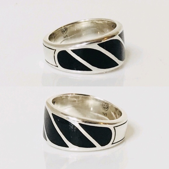 David Yurman Sterling Black Onyx Graphic Band Ring - Picture 2 of 7